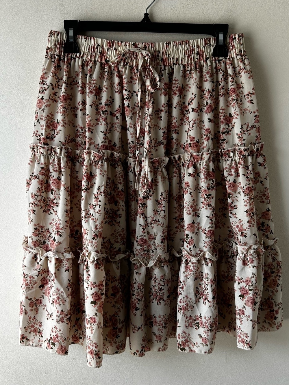 5 FOR $25 | Cottagecore Coquette Peasant Boho Midi Tiered Skirt Floral Pink L